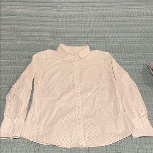 Banana Republic White/Grey dot Casual Button-Down Shirt